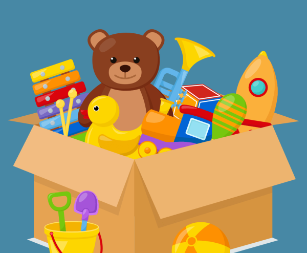 Children's Library of Things, box of toys and instruments