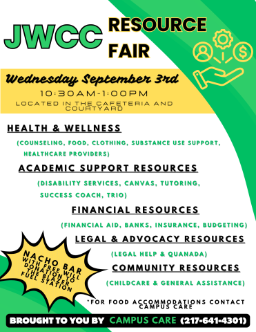 Flyer for John Wood Community College Resource Fair