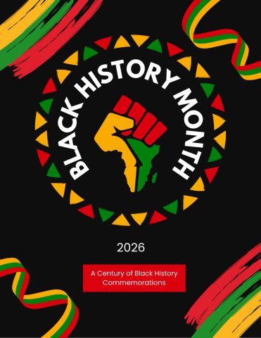 a black history month poster of a fist and the 2026 theme