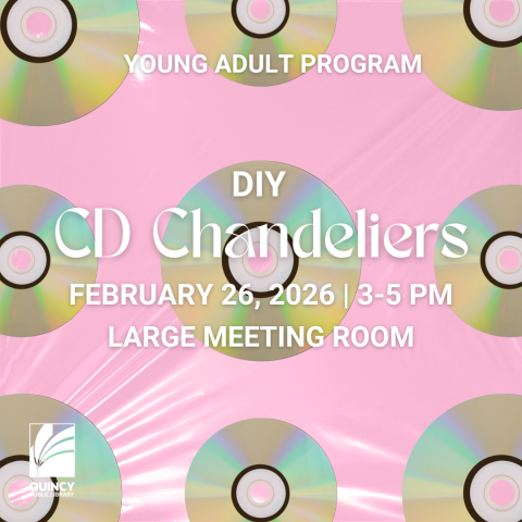 A graphic depicting several CDs which advertises a craft to create homemade chandeliers made out of CDs.