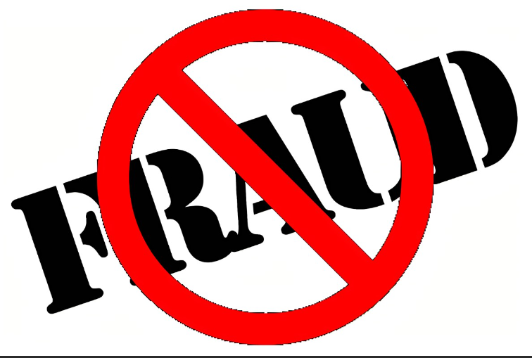 Photo of the word fraud crossed out