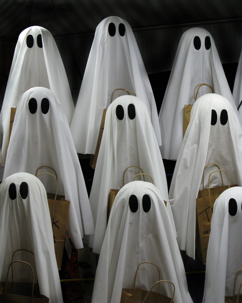 Image of ghosts with shopping bags
